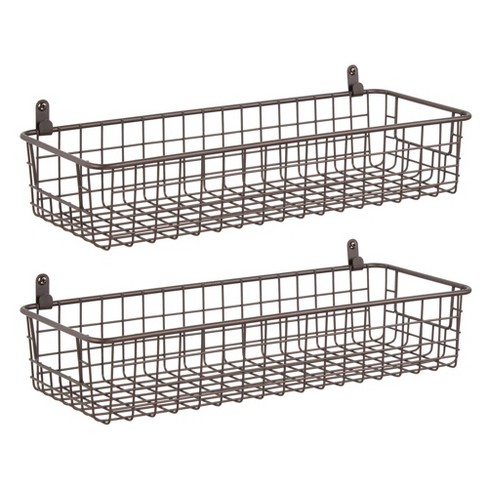 Mdesign Metal Wall Mount Hanging Basket Bin For Home Storage Target - Metal Basket Wall Decor