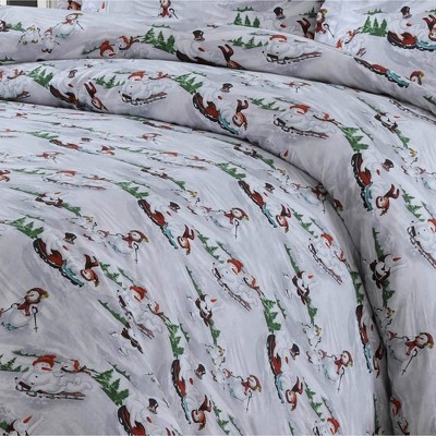 Winter Wonderland Multicolor Cotton Flannel King Duvet Set