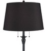 360 Lighting Dyna 58" High Black and Black Faux Silk Shade 2-Light Floor Lamp - 2 of 4