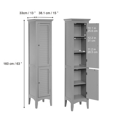 Gray Tall Wooden Cabinet with Adjustable Shelving