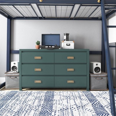 Hunter Green Double Dresser with Gold Drawer Pulls