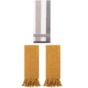 REGALWOVEN 3 Packs Cotton Absorbent Soft Decorative Bathroom Hand Towel Set - 1 of 4