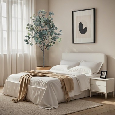 Artificial Eucalyptus Tree, Fake Silver Dollar Leaves Eucalyptus Plants Faux Eucalyptus Tree with Pot Realistic Autumn Leaves Home Office Decoration