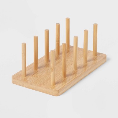 Wood 4 Slot Cutting Board Pan Lid Organizer Yellow - Brightroom&#8482;_0