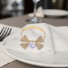 Unique Bargains Napkin Rings Rhinestone Bow Iron Gold Tone 1 Pc - 3 of 3