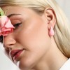 SOHI Women's Barbie Pink The Small Dented Teardrop Stud Earrings - 3 of 4