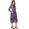 24seven Comfort Apparel Purple Paisley Midi Length Long Sleeve Pocket Dress - image 2 of 4