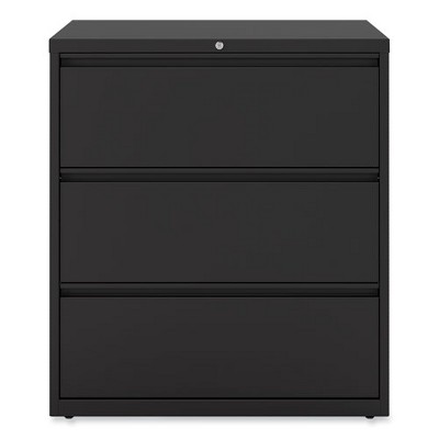 Black Steel 3-Drawer Lockable Lateral File Cabinet