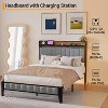 Full Bed Frame with Headboard, Charging Station, LED Lights, Underbed Storage, Metal Slat Support – No Box Spring Needed for Apartments & Dorms - 4 of 4