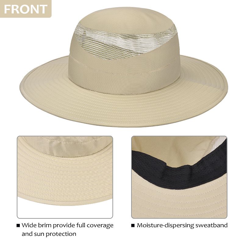 Solaris Water Repel Sun Hat for Men Wide Brim Fishing Hat Boonie Cap for Boating Hiking Beach Travel Camping, 3 of 7