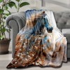 Lomsoe Christmas White Horse Print Flannel Blanket - All Seasons Soft and Warm Throw Blanket for Bed, Napping, Camping, Travel, Office - 3 of 4