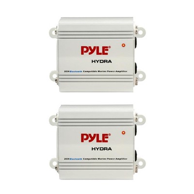 Pyle PLMRMB2CW Waterproof Weather Resistant Bluetooth 400 Watt 2 Channel Marine Power Audio Amplifier System for Vehicles & Watercraft Boats (2 Pack)