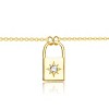 Guili 0.60ctw Elegant 14k Gold Plated Padlock Pendant Necklace with Lab-Created Moissanite – Timeless and Dazzling Design - 2 of 3