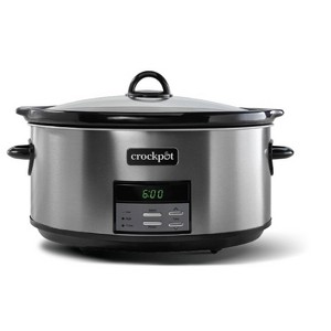 Crock-Pot 8qt Programmable Slow Cooker Black Stainless: Digital Timer, Keep Warm, Removable Stoneware, Dishwasher-Safe - 1 of 2