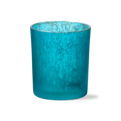 Teal Mercury Glass Tealight Candle Holder, 4-inch