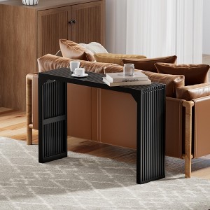 Vynxaria 46" Solid Wood Narrow Console Table in Black for Living Room & Foyer - 1 of 4