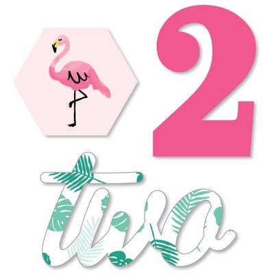 Big Dot of Happiness 2nd Birthday Pink Flamingo - DIY Shaped Tropical Second Birthday Party Cut-Outs - 24 Count