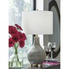 Signature Design by Ashley Judlen Ceramic Table Lamp, Gray Crackle Base with Gold-Finish Accents, Drum Shade - 2 of 4