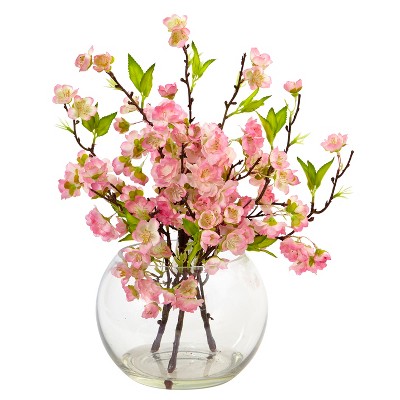 Nearly Natural Cherry Blossom in Large Vase