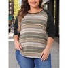 Agnes Orinda Women's Plus Size Floral Animal Print Stripe Raglan Long Sleeve Blouses - 2 of 4