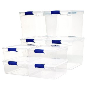 Homz 31qt Clear Plastic Stackable Storage Containers, 4 Pack & 15.5qt, 4 Pack - 1 of 4