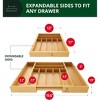 LunaLulinlk Bamboo Kitchen Drawer Organizer - Utensil Holder and Cutlery Tray for Flatware and Kitchen Utensils (9 Slot, Natural) - 3 of 4