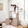 BENCMATE Pet Tower All-in-One Cat Tree with Litter Box Enclosure, Featuring Hammock, Bed, Food Station, Scratching Posts, Beige, 29.53"*22.05"*6.5" - 2 of 4