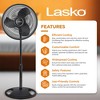 Lasko 16-inch 3-Speed Oscillating Floor Fan with Adjustable Height, Tilt-Back Head, Widespread Oscillation, and Patented Blue Plug Safety Fuse, Black - image 2 of 4