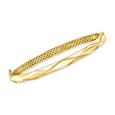 Ross-Simons 14kt Yellow Gold Faceted Bangle Bracelet Size 7