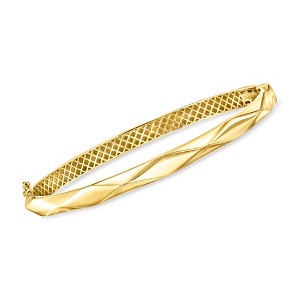 Ross-Simons 14kt Yellow Gold Faceted Bangle Bracelet Size 7 - 1 of 3