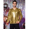 INSPIRE CHIC Men's Round Neck Long Sleeves Shining Disco Metallic T-Shirt - 2 of 4