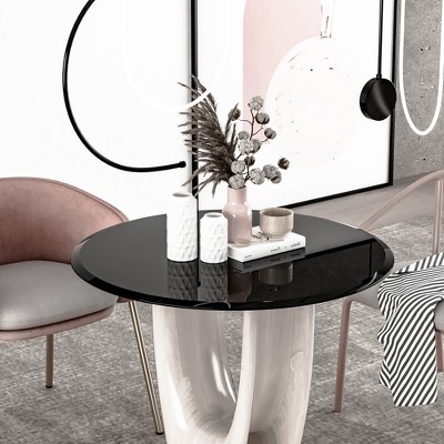 Bencmate Coffee Tables Round Glass Table Top For Living Room, Office, Tabletop Only, Strong Tolerance, Heat-Resistant Glass, Black, 31.9"*31.9"*0.47"