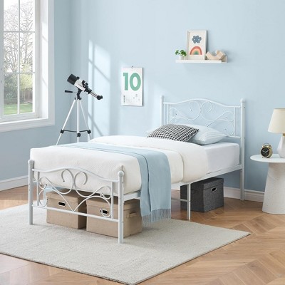 Whizmax Twin Bed Frames,Twin Size Bed Frame with Headboard, Heavy Duty Mattress Foundation with Steel Slats Support, No Box Spring Needed