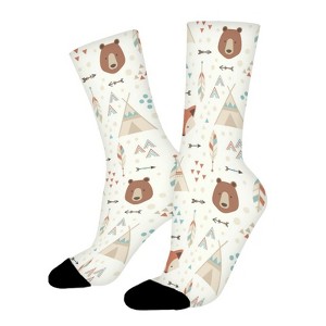 Fox Arrows Bear Women Printed Crew Socks Funny Funky Socks Soft Polyester Novelty Gifts for Artists Men - 1 of 1