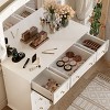 Okak Modern Vanity Table with Mirror & LED Lights,Dressing Desk with Drawers/Cabinets & Storage Stool,Large Makeup Table Set for Bedrooms - 3 of 4