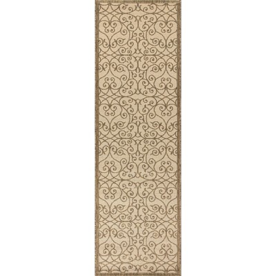 Madrid Beige and Brown Geometric Indoor/Outdoor Runner Rug