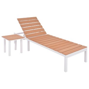 vidaXL Sun Lounger with Table Aluminum WPC and Brown - 1 of 4