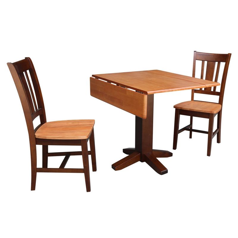 Set of 3 36&#34; Square Dual  Dining Table with 2 San Remo Chairs Cinnamon/Brown - International Concepts, 6 of 9