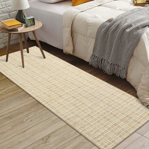 Washable Area Rugs Modern Plaid Indoor Floor Carpet with Non-Slip Backing Stain-Resistant Soft Low Pile Rugs for Living Room - 1 of 4
