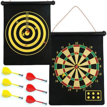 Toy Time Kids' Magnetic Roll-up Dart Board and Bullseye Game with Darts - Red/Yellow