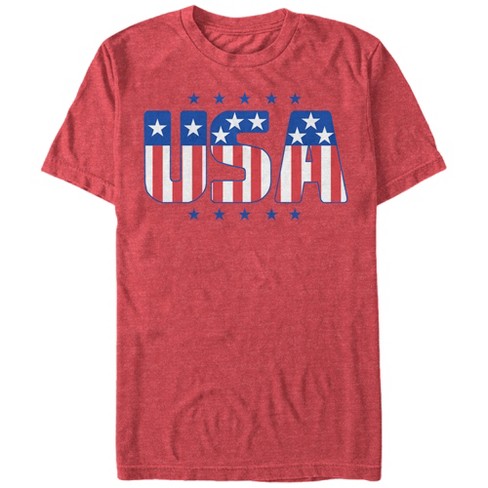Men's Lost Gods Fourth of July USA American Flag Stars T-Shirt - Red  Heather - 2X Large
