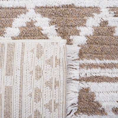 Taupe and Ivory 8' x 10' Flat Woven Synthetic Area Rug