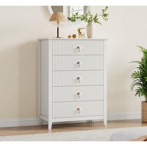 Dresser for Bedroom with 5 Drawers, 32" Wide Modern Chest of Drawers with Metal Handle, Dresser TV Stand - 1 of 4