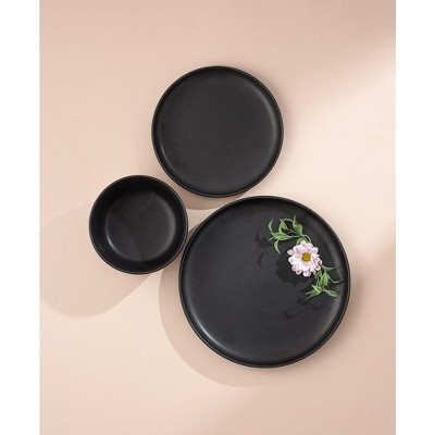 Matte Black Ceramic 18-Piece Dinnerware Set for 6