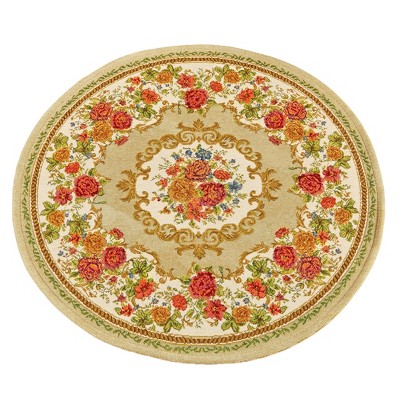 Collections Etc Rose Floral Chenille Round Rug