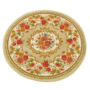 Collections Etc Rose Floral Chenille Round Rug - 1 of 3