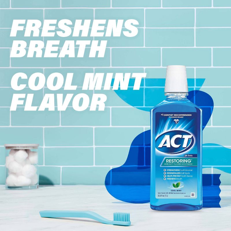 ACT Cool Mint Restoring Fluoride Rinse - 33.8 fl oz, 3 of 8