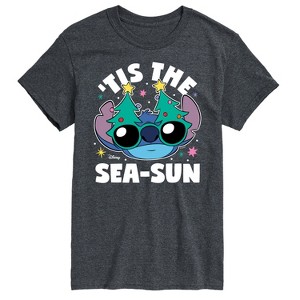 Men's - Lilo and Stitch - Tis the Sea-Sun Christmas Short Sleeve Graphic T-Shirt - 1 of 4