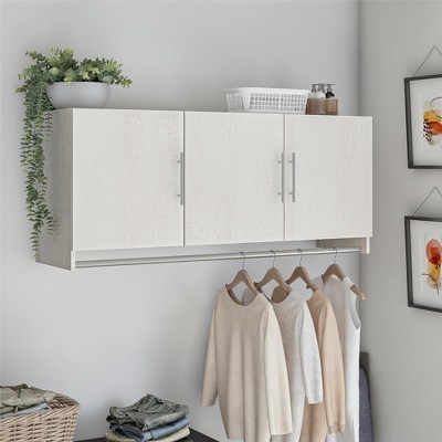 Ivory Oak 3-Door Wall Cabinet with Hanging Rod