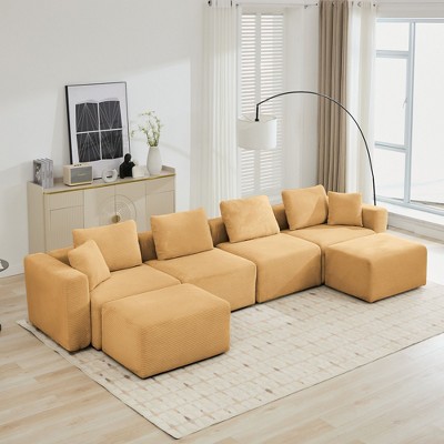 Hyleory Sectional Compression Sofa, Indoor Furniture Convertible Modular Compression Sectional Sofa Set